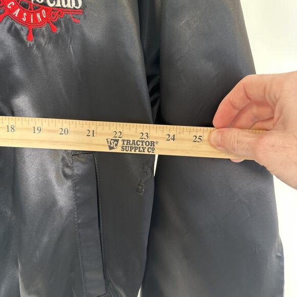 Vintage 90s President Casino Captains Club Satin Bomber Jacket Black Adult Large - Picture 6 of 10